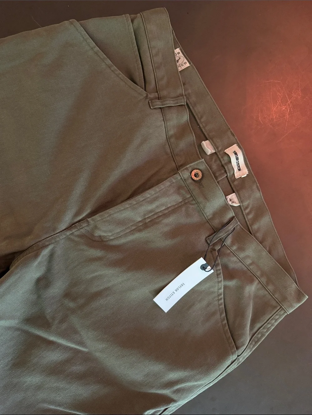 Taylor Stitch Olive Green Canvas Chinos - Picture 3 of 6